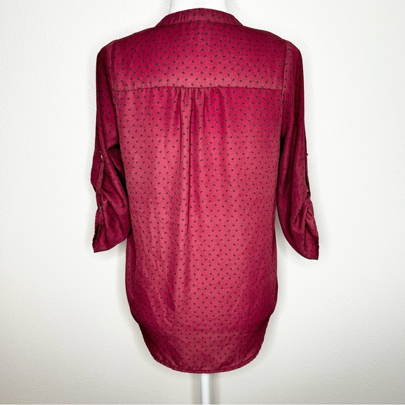 Papermoon By Stitch Fix Womens Patterned V-Neck Top Blouse 3/4 Sleeve Size S - Picture 6 of 10
